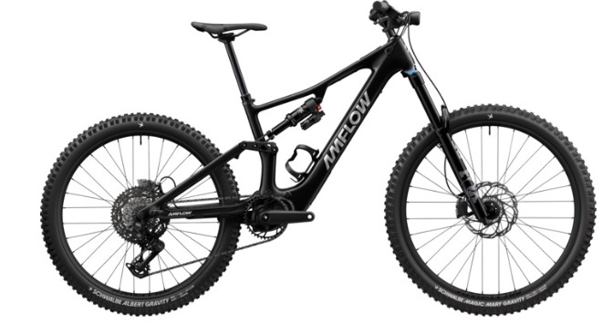 Amflow PX Carbon E-MTB mit Carbonrahmen, Avinox M2S Motor, Vollfederung und 700-Wh-Akku für Trail- und Enduro-Fahrten
